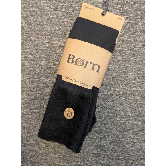 Born Pants - Born Women's Size M/L Velvet Lined Leggings Black Super Soft Thermal NEW